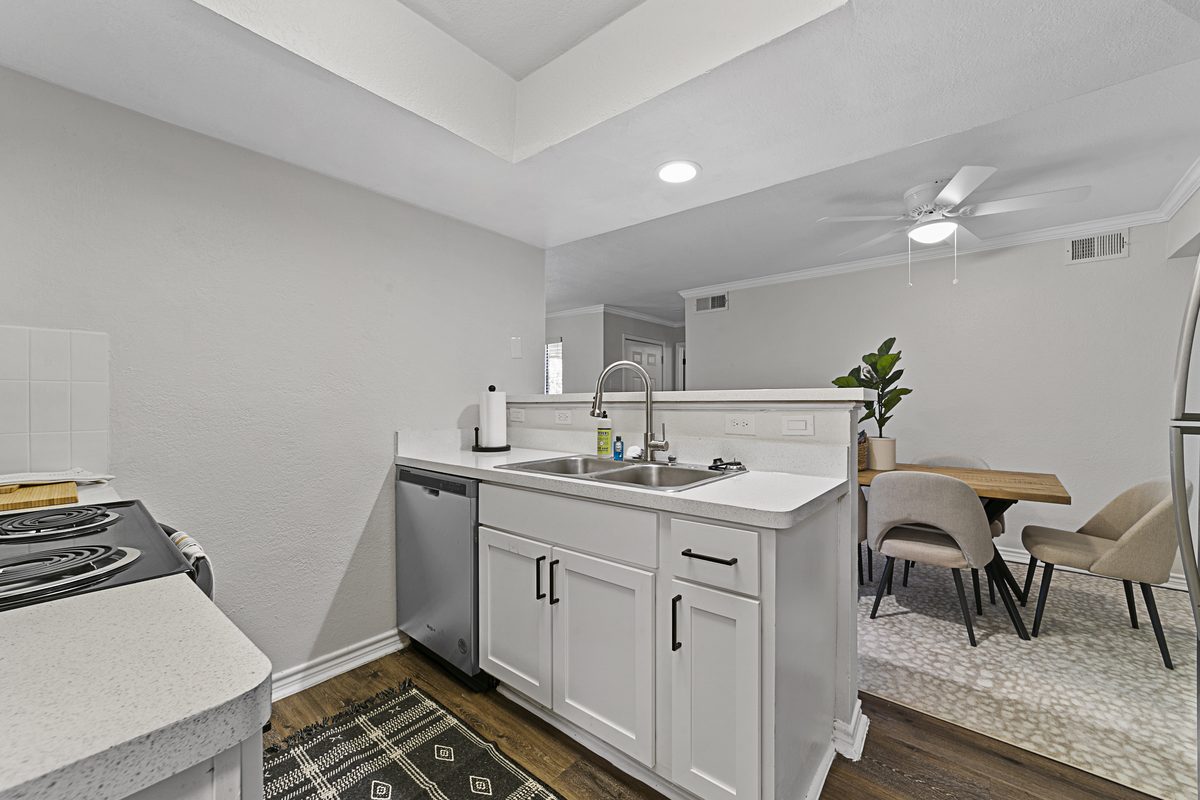 Kitchen with Modern Appliances at Lakeside Apartments